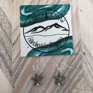 Starfish Seastar Silver Hook Earrings